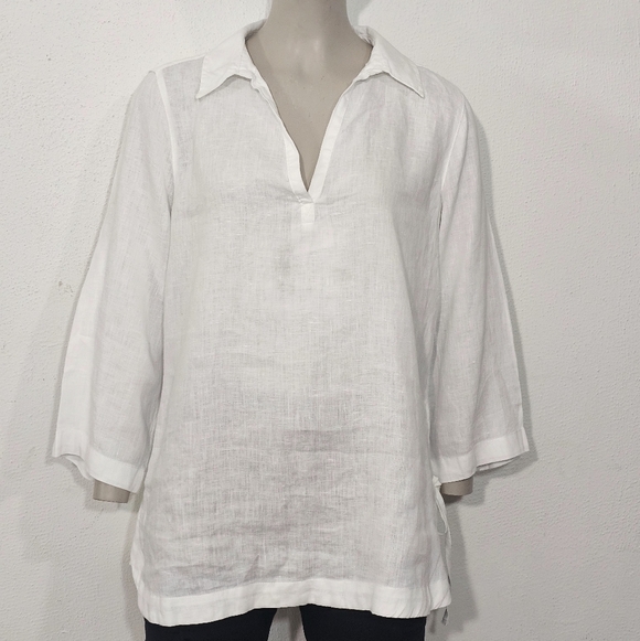Isaac Mizrahi Tops - Isaac Mizrahi White Linen Top
